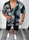 Costum de vară Casual, cămașă și pantaloni, negru, Negru