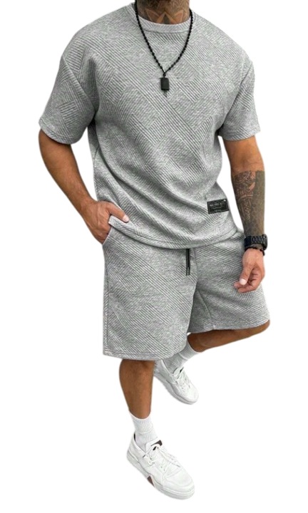 Compleu de tricou si pantaloni scurti pentru barbati, Gri