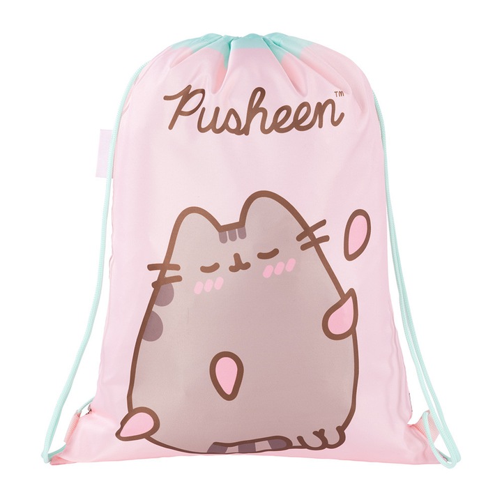 St.Majewski Pusheen rózsaszín vízálló hátizsák 43x34cm dupla oldalsó húzózsinórral