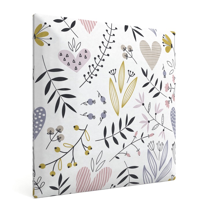 Muralo Kárpitozott panel dekoratív 30 cm x 30 cm Pasztell szívnövények gyermekszobába