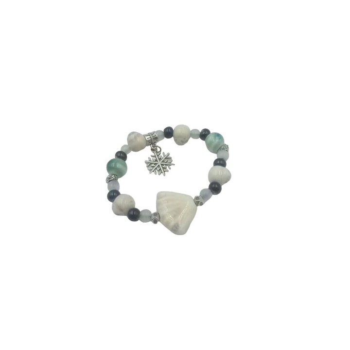 Bratara ceramica chinezeasca, wofily, tema scoica, 40x20mm, 4g