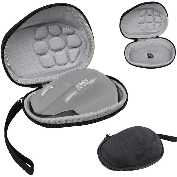 Carcasa pentru protectie mouse in timpul transportului, PsAyl®, compatibila cu Logitech MX Master 3/3S, Negru/Gri