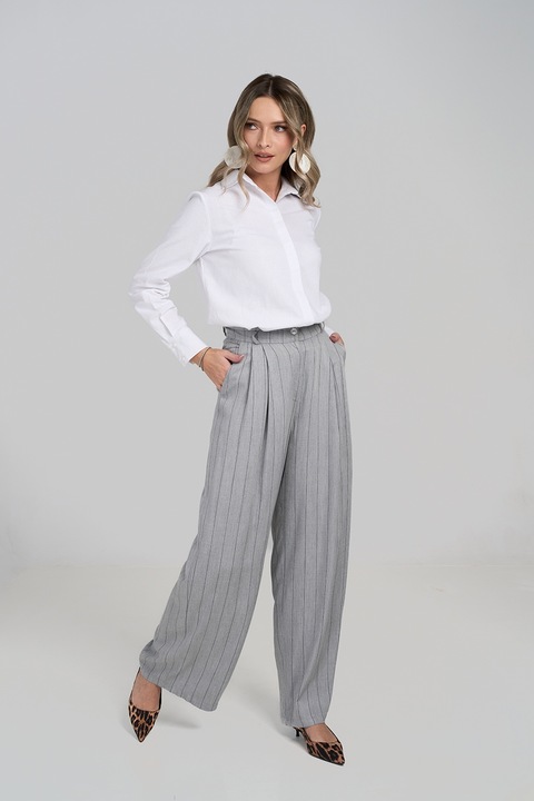Couture de Marie, Pantaloni ampli in dungi, Gri deschis