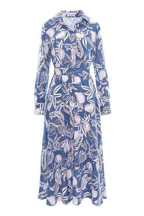 Couture de Marie, Rochie maxi cu imprimeu, Albastru lavanda/Alb optic