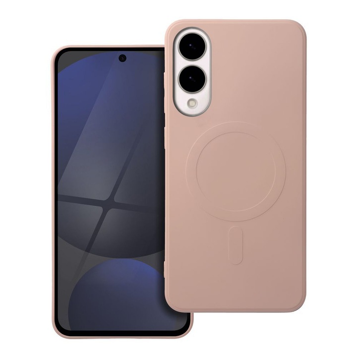 Carcasa de telefon compatibila cu Samsung Galaxy S25 Edge - silicon, roz pudrat, compatibila cu MagSafe