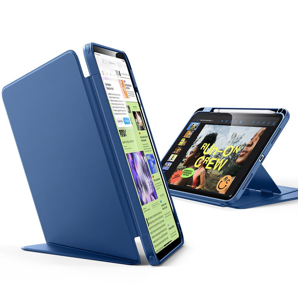 Tablete iPad 2025 11 inch (iPad 11) - Carcasă inteligentă ESR FLIP HYBRID albastră, cu suport pentru creion