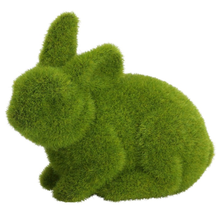 Figurina Decorativa, Openhome, Model Iepuras De Paste, Ideala De Cadou, Excelent Pentru Camera De Zi, Muschi Artificial, Inaltime 17 Cm, Verde