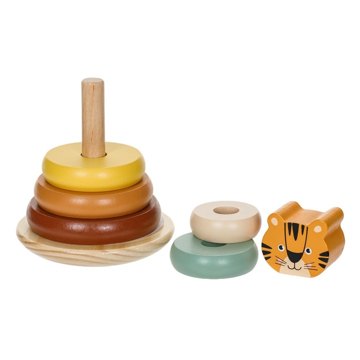 Образователна дървена пирамида с 5 тигрови пръстена 10x14 см