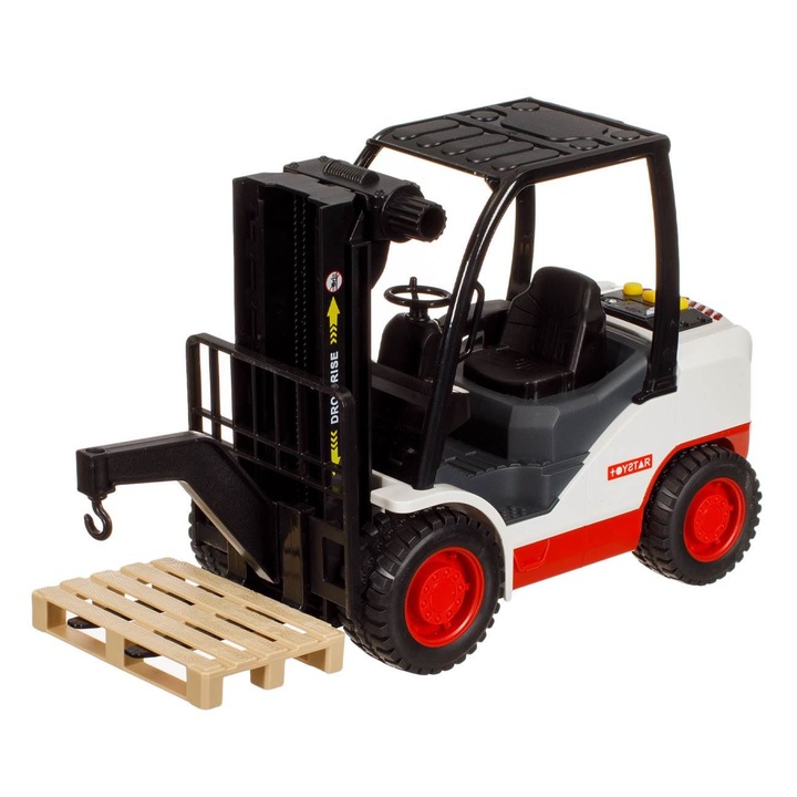 Vehicul Stivuitor Jucarie, Palet, Sunet si Lumina, Plastic, Baterii Incluse, Negru/Rosu, 3+ Ani, MYONNA IT & E- COMMERCE ®