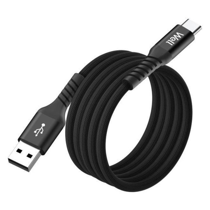 Well CABLE-USB/USBC-1BK07-WL mágneses USB/ USB-C kábel 5V-3A 1m - (fekete)