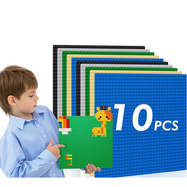 Set Placa de baza pentru constructie, Excitat®, 10 buc, 25.6x25.6, fundatie stabila, Compatibil cu LEGO(star wars, city, ninjago）, plastic ABS, 32X32 PIN, 5 culori