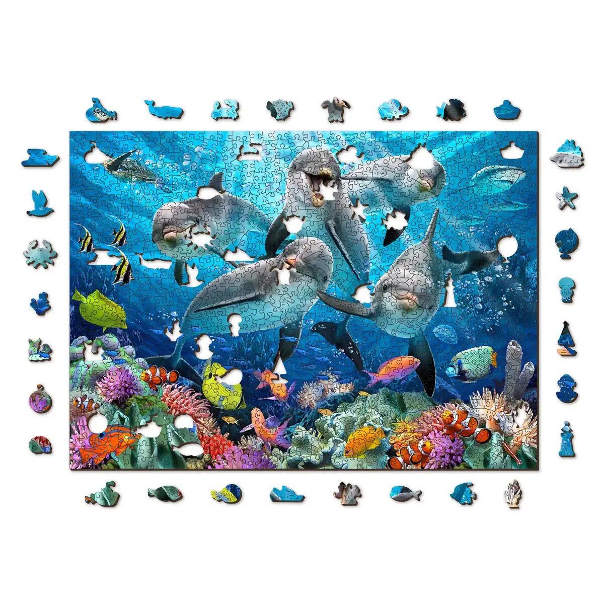 Puzzle din lemn -Delfini veseli 1010 piese Wooden.city - eMAG.ro