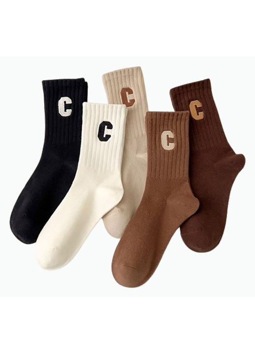 Комплект от 5 чифта дамски чорапи, многоцветни, противоплъзгащи, полиестерни, размер 36-42 EU