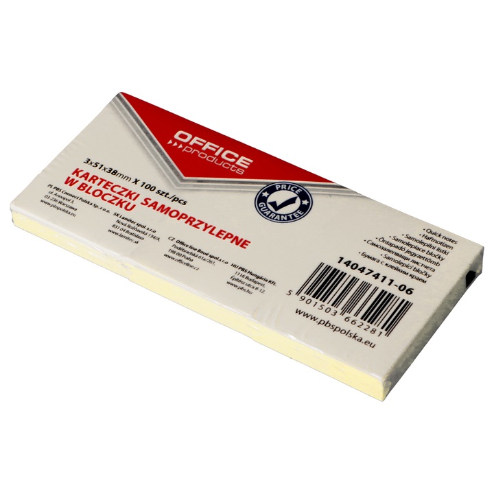 Set de note samoprinse DONAU, 3x100 kartek, galben, 51x38mm