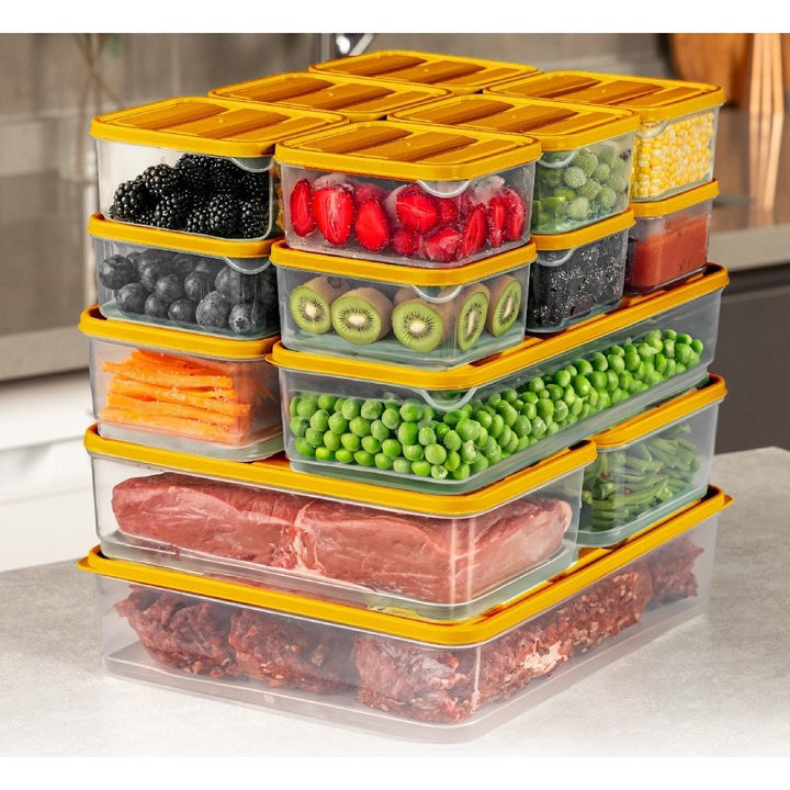 Комплект от 15 кутии UnicUtil, Premium, Просторни, Пластмаса, Оранжев