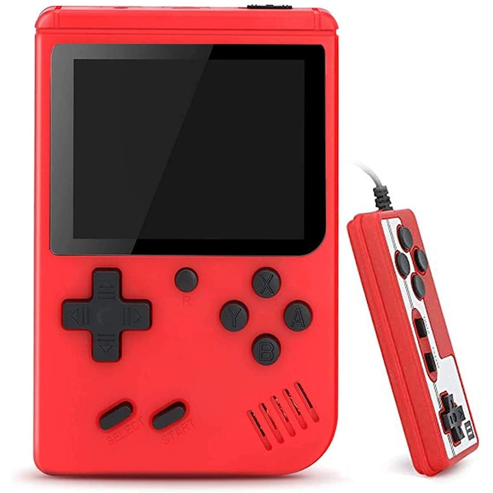 Consola de jocuri retro portabila cu 400 de jocuri clasice, Pocketboy, capacitate pentru 2 jucatori, iesire TV, portabila si reincarcabila