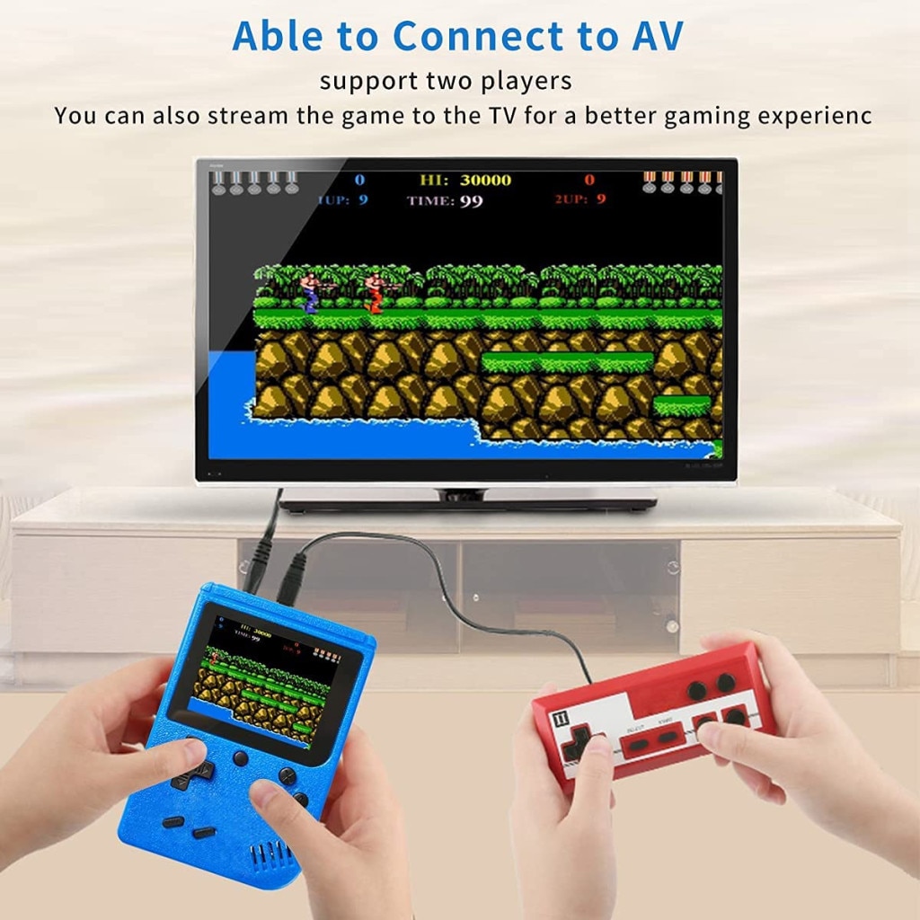 Consola de jocuri retro portabila cu 400 de jocuri clasice, Pocketboy, capacitate pentru 2 jucatori, iesire TV, portabila si reincarcabila
