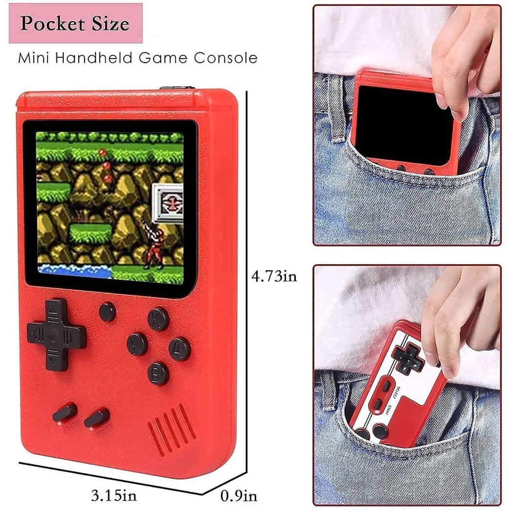 Consola de jocuri retro portabila cu 400 de jocuri clasice, Pocketboy, capacitate pentru 2 jucatori, iesire TV, portabila si reincarcabila