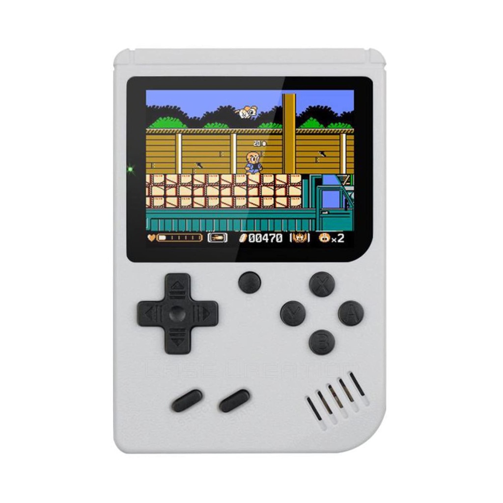 Consola de jocuri retro portabila cu 400 de jocuri clasice, Pocketboy, capacitate pentru 2 jucatori, iesire TV, portabila si reincarcabila (alb)