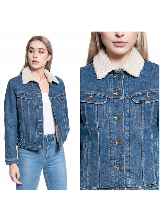 Farmerdzseki, Lee, Sherpa Rider, Normál szabású, Záródás Gombokkal, Zsebek száma 4, Anyagösszetétel 94,5% Pamut, 4,5% Poliészter, 1% Elasztán, XS, Kék, 1 Darab