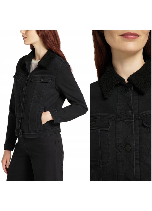 Jacheta De Dama Din Denim, Lee, Sherpa Rider, Croi: Regular Fit, Inchidere: Nasturi, Numar De Buzunare: 4, Compozitie Material: 85% Bumbac, 14% Poliester, 1% Elastan, XS, Negru, 1 Bucata