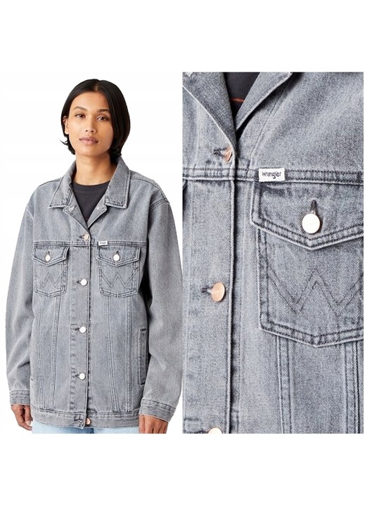 Farmerdzseki, Wrangler, Heritage dzseki, Normál szabás, Záródás: Gombok, Anyagösszetétel: 100% pamut, Zsebek száma: 4, XL, Szürke, 1 darab