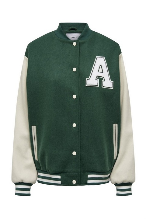 Jacheta baseball oversize Life A, Verde, Only, Marimea L 40 EU