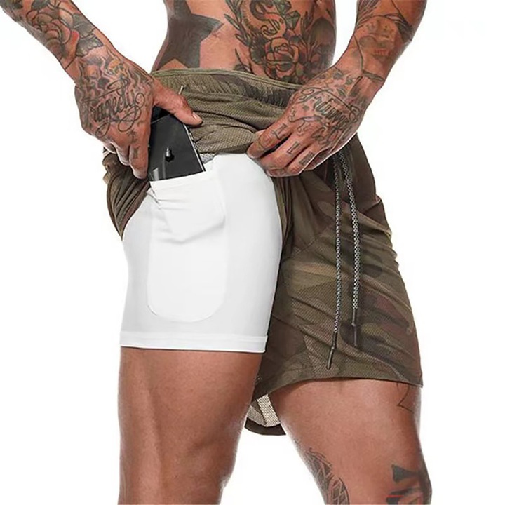 Pantaloni sport barbati, Poliester, Uscare rapida, Kaki, XL