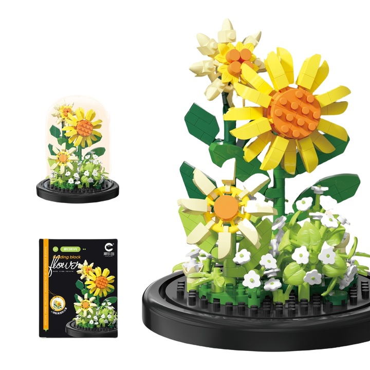 Set de blocuri de constructie flori, 310 piese, multicolor, 8.8x8.6x11cm