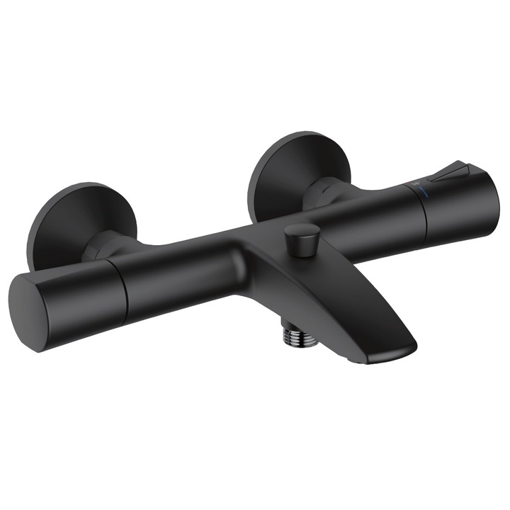 Fürdőszoba csaptelep kádhoz / zuhanyzóhoz, Kludi Zenta Sl 351013938, falra szerelhető, termosztátos, matt fekete kivitel