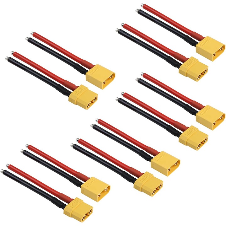 5 pár XT90 csatlakozó 10 cm-es 14AWG szilikon kábellel drónhoz