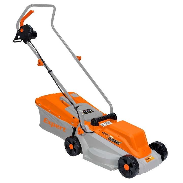 Masina de tuns iarba / gazon Ruris Expert, electrica, 1200 W, viteza de rotatie 3100 rpm, latime de taiere 32 cm, 3 trepte de reglare a inaltimii, sac colector 30 l, functia maruntire iarba