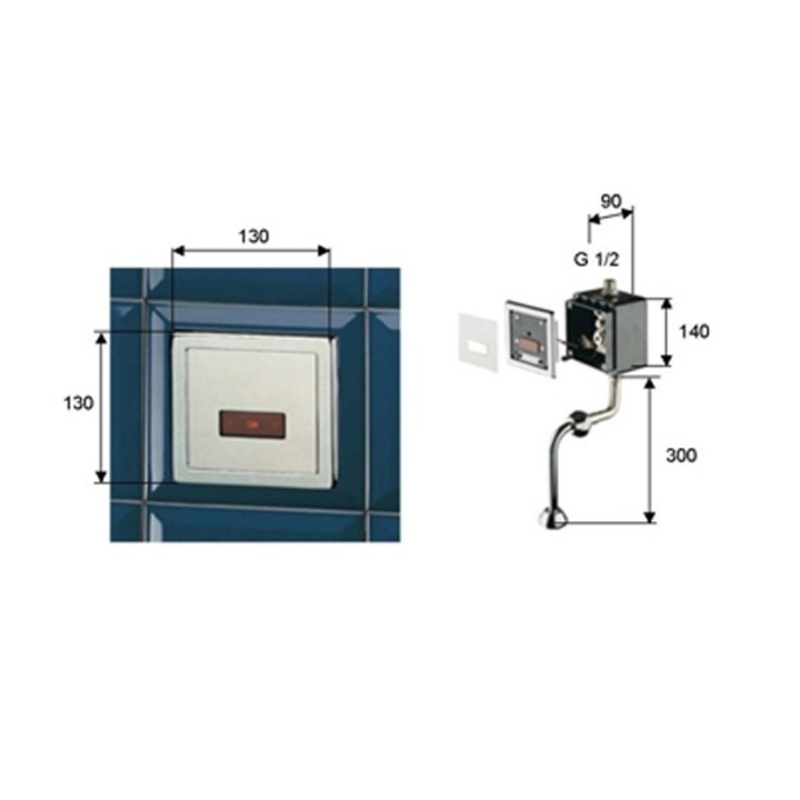 Robinet urinal Remer SE30, cu senzor, montaj incastrat, alimentare baterii
