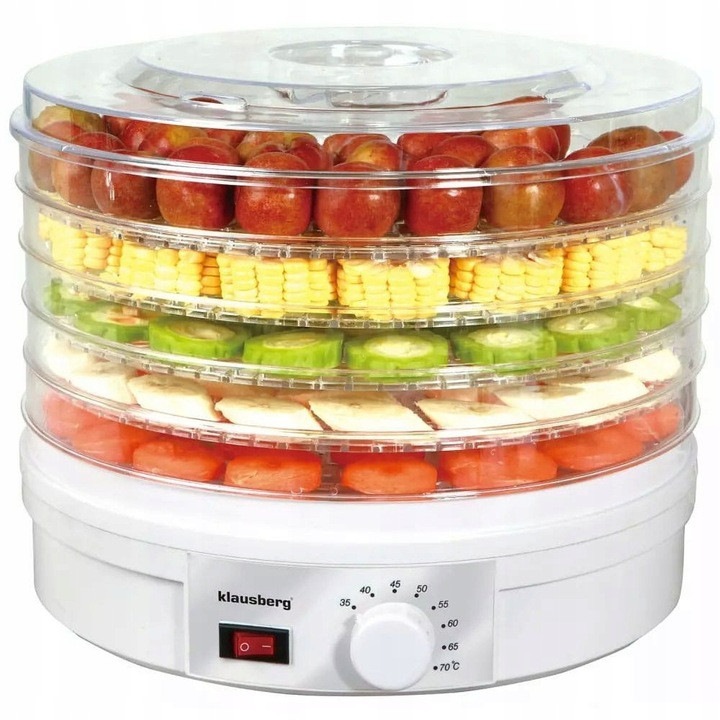 Deshidrator ZILNER, 5 tavi, termostat reglabil 35-70C, 24x28cm, 280W