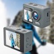 Спортна видеокамера Fudisenn 5K, 24 MP, двоен екран, водоустойчивост до 30 м, широкоъгълен обхват 170°, с 64GB SD карта, дистанционно управление, пълен комплект