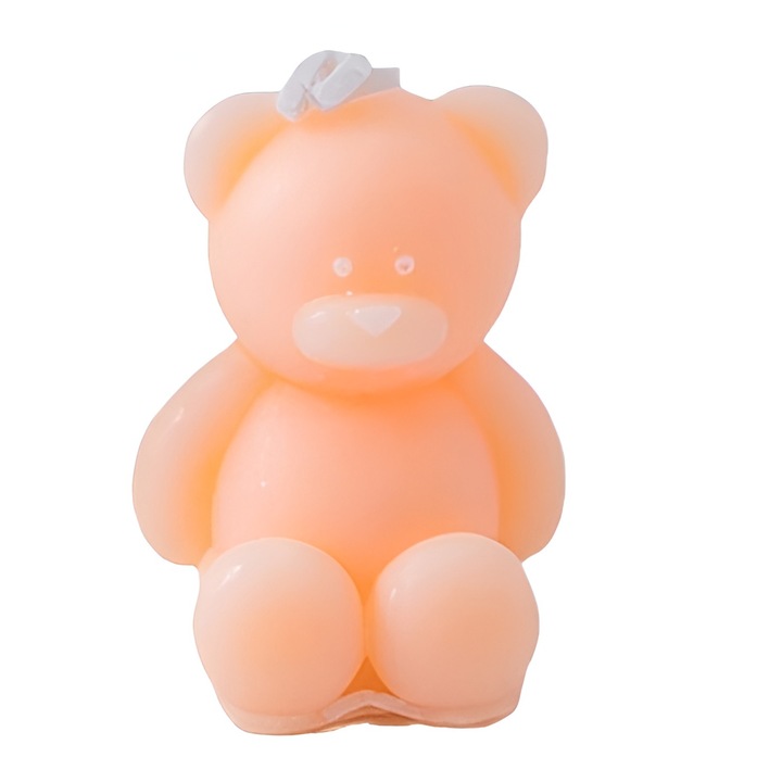 Ароматна свещ, от Fitilomania, модел мече, аромат на портокал и праскова, 5.5x3.6x4 см