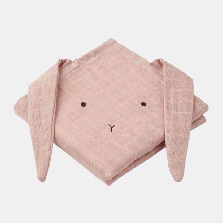 Biopamut muszlin, 2 db-os szett, 65 x 65 cm, Nyúl/Rózsa