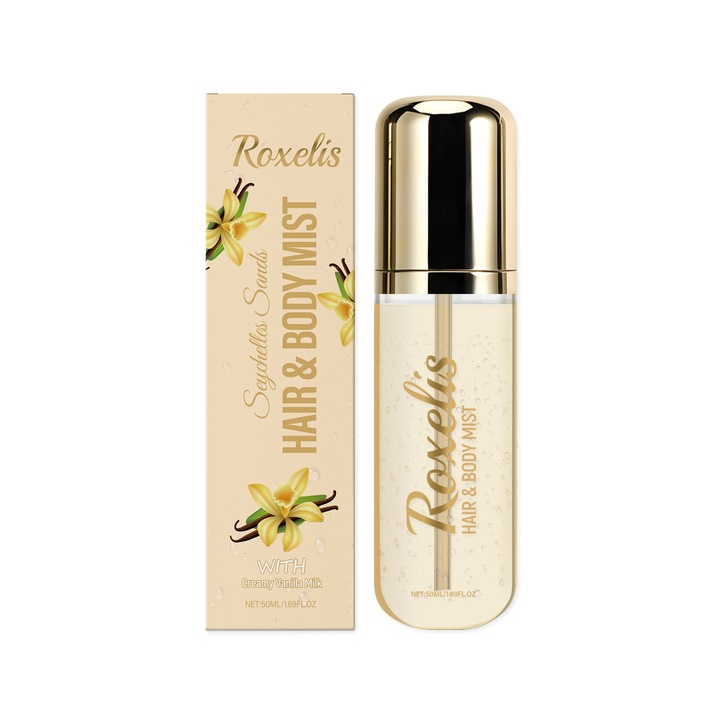Spray de corp Roxelis Vanilla, 50ml, parfum delicat si de lunga durata, pentru femei