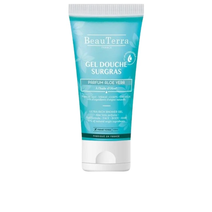 Nyugtató és hidratáló hatású tusfürdő, Beauterra Aloe Vera, 100 ml