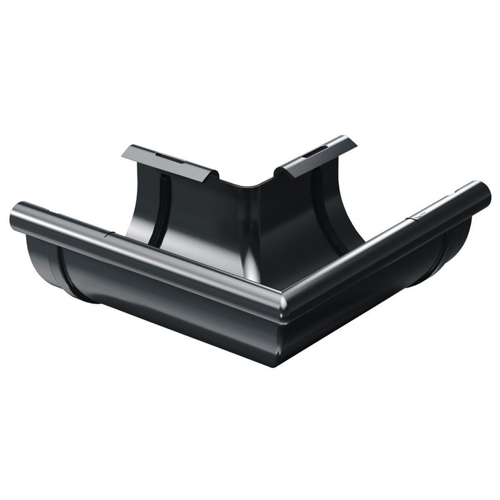 Coltar jgheab pentru sistem pluvial, Budmat Proaqua, 90 grade, unghi exterior, PVC, gri, D 100 mm