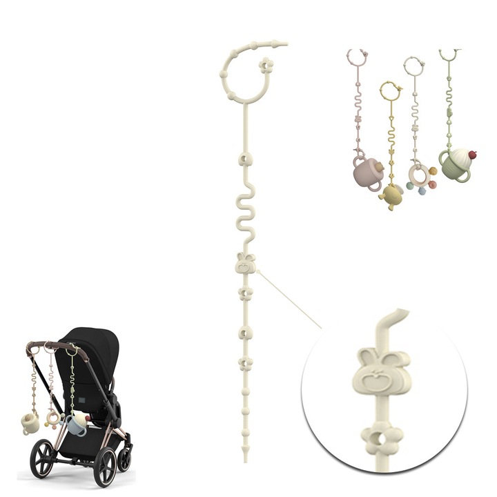 Lant de suzeta din silicon, 44cm, rezistent la temperaturi ridicate, usor de curatat, bej