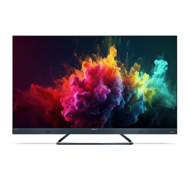 Televizor Sharp 55FQ8EG, televizor QLED GOOGLE de 55", rezolutie 4K 144Hz Quantum Dot, 3840x2160, subtire, fara rama, din aluminiu, AQUOS AI, DVB-T/T2/C/S/S2, 500 NIT, Active Motion 1400, HARMAN/KARDON, HDR10, Dolby Atmos, Dolby Vision