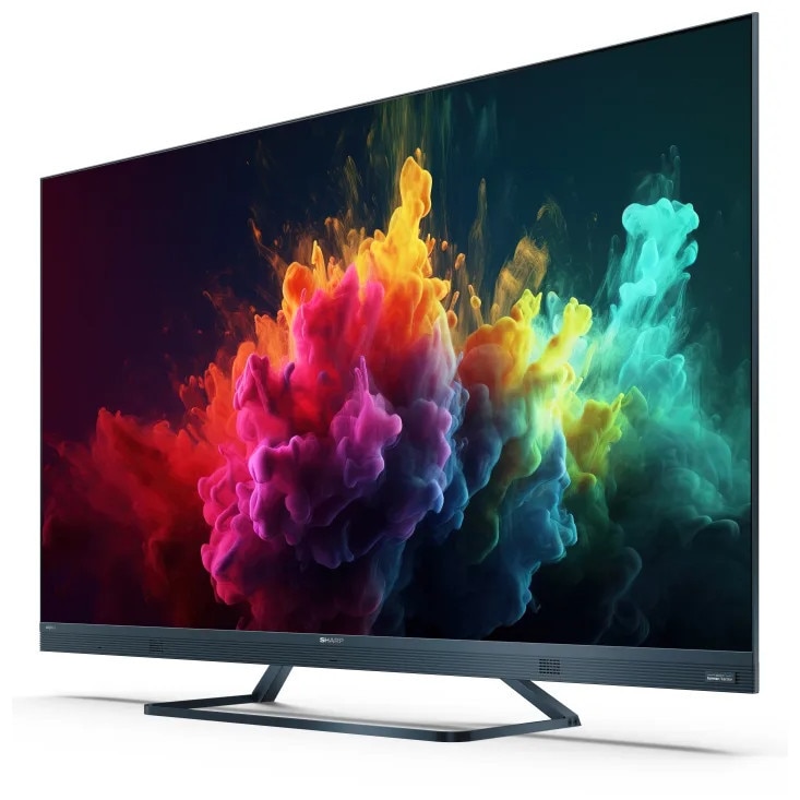 Televizor Sharp 55FQ8EG, televizor QLED GOOGLE de 55", rezolutie 4K 144Hz Quantum Dot, 3840x2160, subtire, fara rama, din aluminiu, AQUOS AI, DVB-T/T2/C/S/S2, 500 NIT, Active Motion 1400, HARMAN/KARDON, HDR10, Dolby Atmos, Dolby Vision