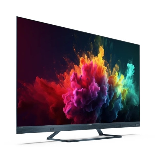 Televizor Sharp 55FQ8EG, televizor QLED GOOGLE de 55", rezolutie 4K 144Hz Quantum Dot, 3840x2160, subtire, fara rama, din aluminiu, AQUOS AI, DVB-T/T2/C/S/S2, 500 NIT, Active Motion 1400, HARMAN/KARDON, HDR10, Dolby Atmos, Dolby Vision