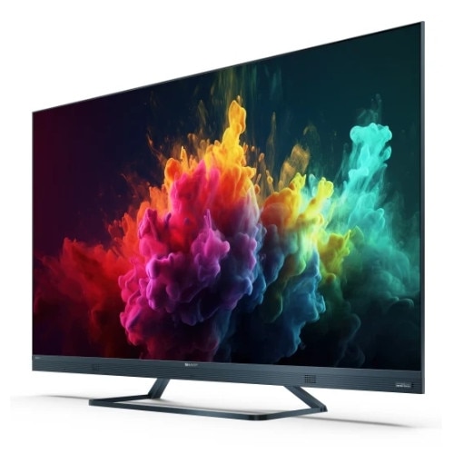 Televizor Sharp 55FQ8EG, televizor QLED GOOGLE de 55", rezolutie 4K 144Hz Quantum Dot, 3840x2160, subtire, fara rama, din aluminiu, AQUOS AI, DVB-T/T2/C/S/S2, 500 NIT, Active Motion 1400, HARMAN/KARDON, HDR10, Dolby Atmos, Dolby Vision