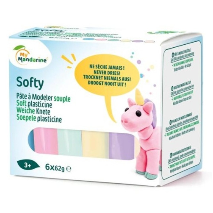 Set plastilina pastel Softy, 6x62gr Darwi