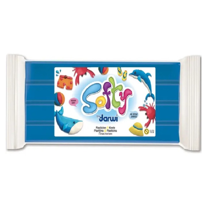 Pasta de modelaj, plastilina Softy 500g, albastru, Darwi
