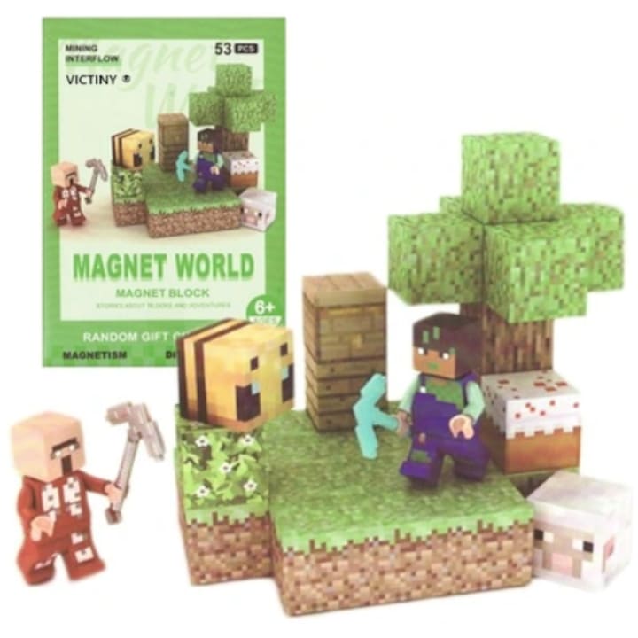 Магнитни строителни блокове Game World Mine Craft VICTINY ® 53 зелени магнитни кубчета
