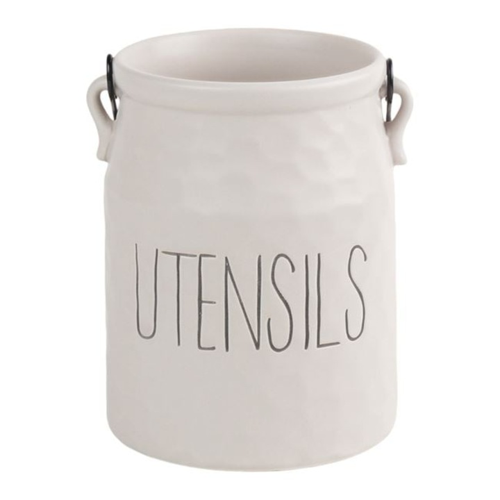 Suport Ceramic 13x18cm cu Maner pentru Ustensile de Bucatarie Bej