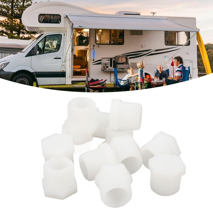 Комплект от 12 тапи за източване на бойлер за кемпер, бяла пластмаса, 1/2 инча